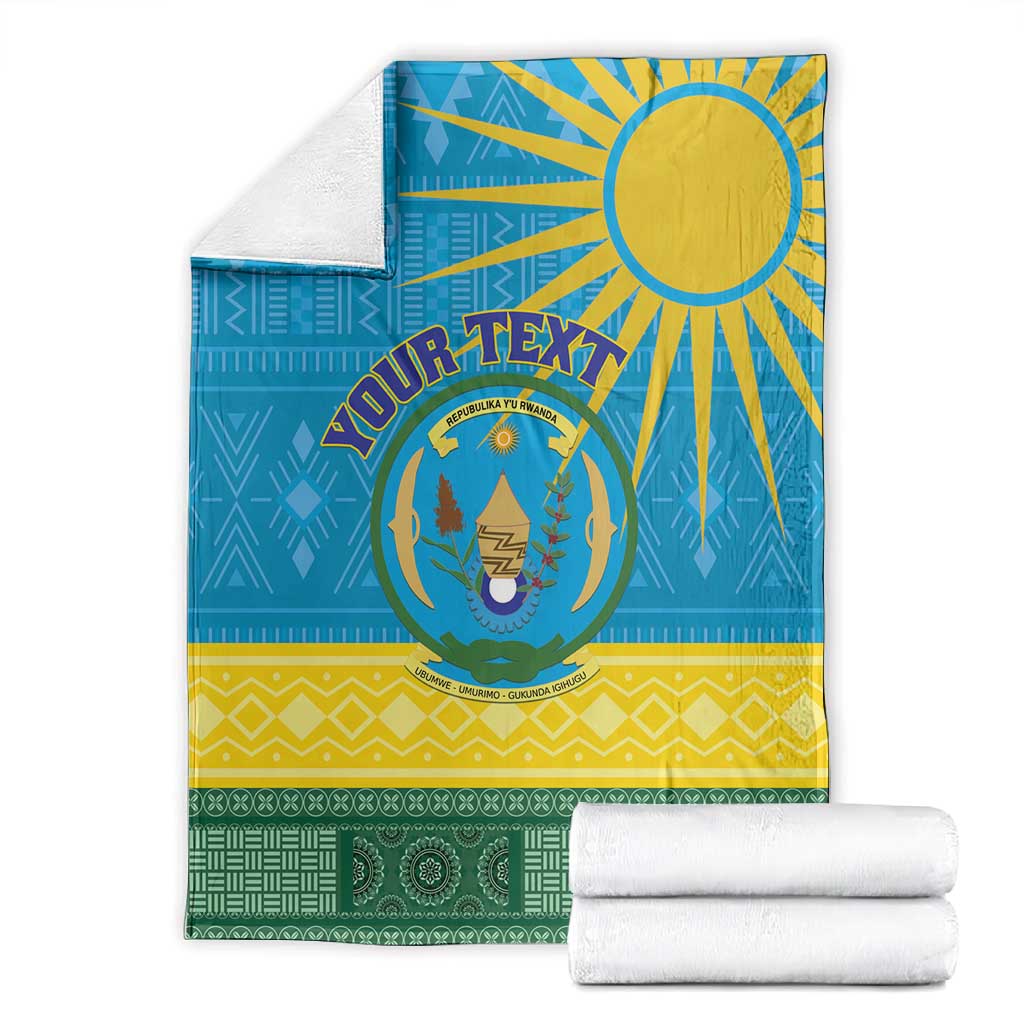 Personalized Rwanda Blanket Coat of Arms With African Pattern LT01