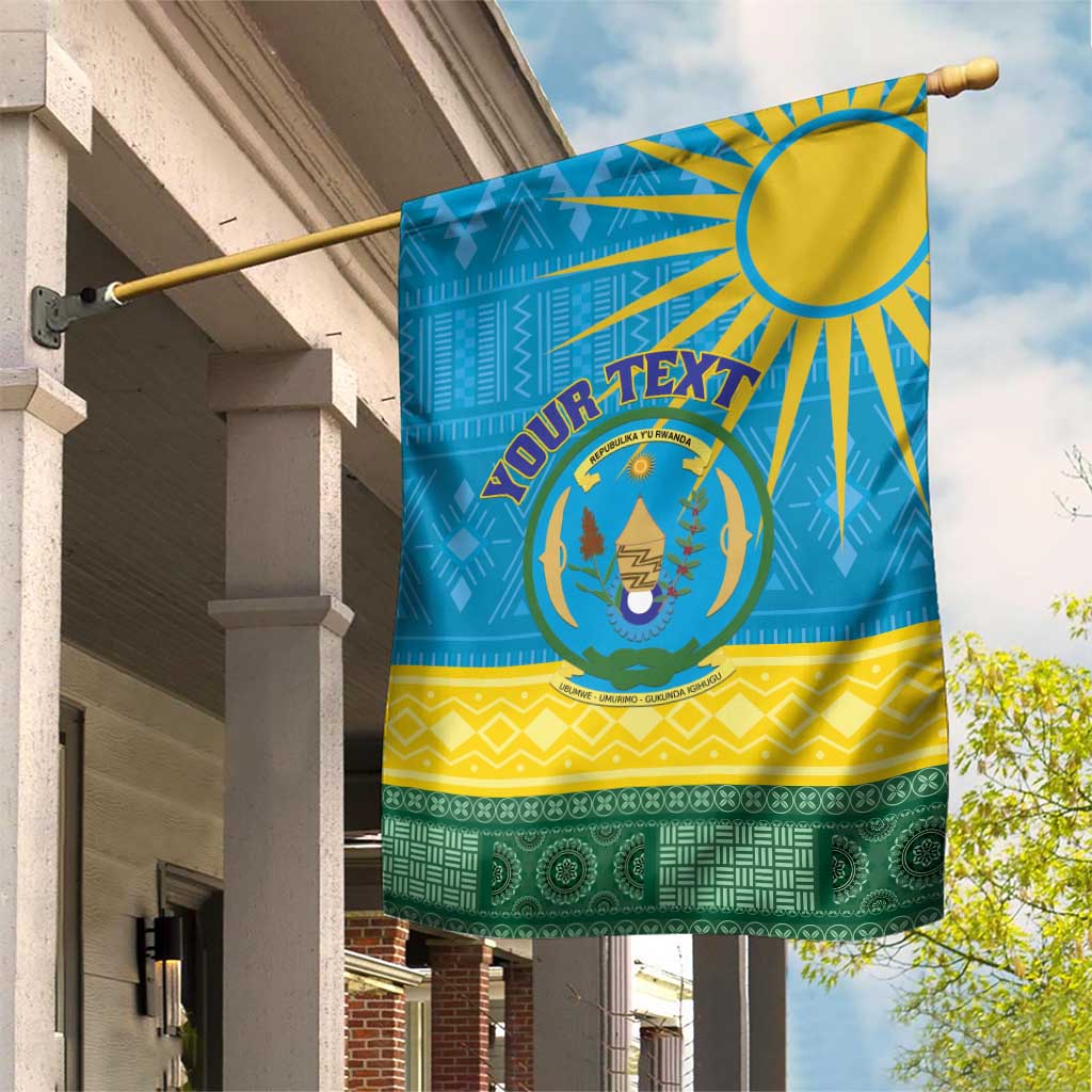 Personalized Rwanda Garden Flag Coat of Arms With African Pattern LT01