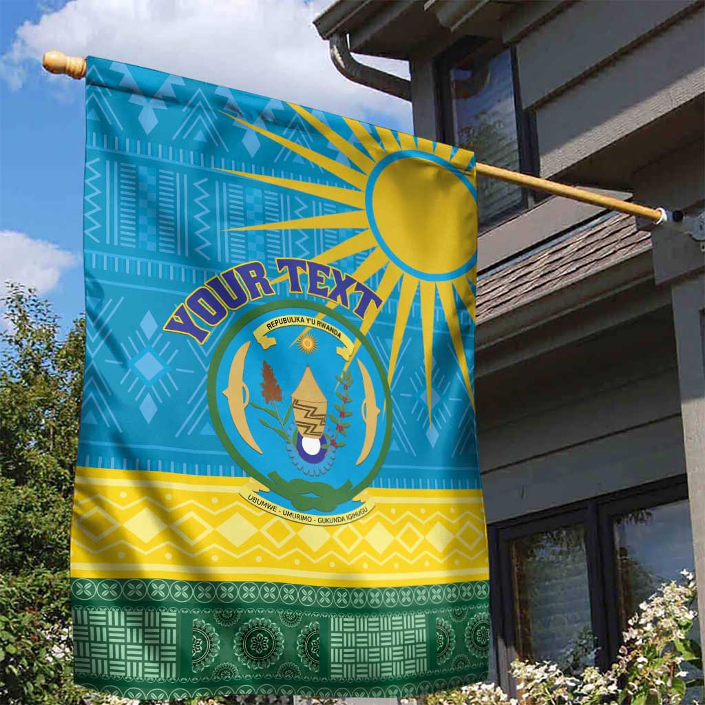 Personalized Rwanda Garden Flag Coat of Arms With African Pattern LT01