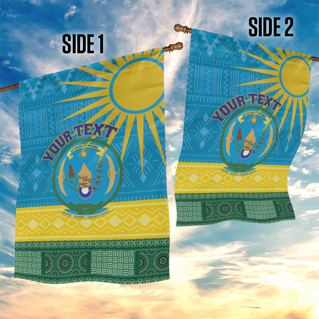 Personalized Rwanda Garden Flag Coat of Arms With African Pattern LT01