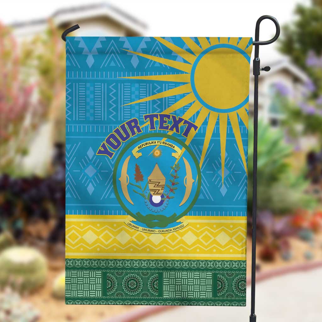 Personalized Rwanda Garden Flag Coat of Arms With African Pattern LT01