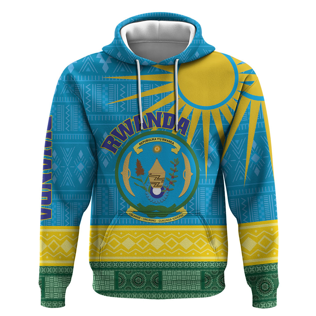 Personalized Rwanda Hoodie Coat of Arms With African Pattern LT01