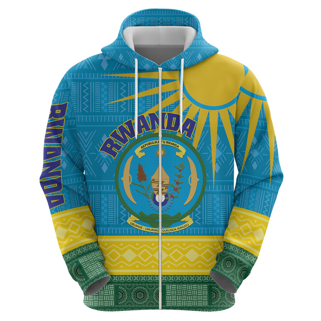 Personalized Rwanda Hoodie Coat of Arms With African Pattern LT01