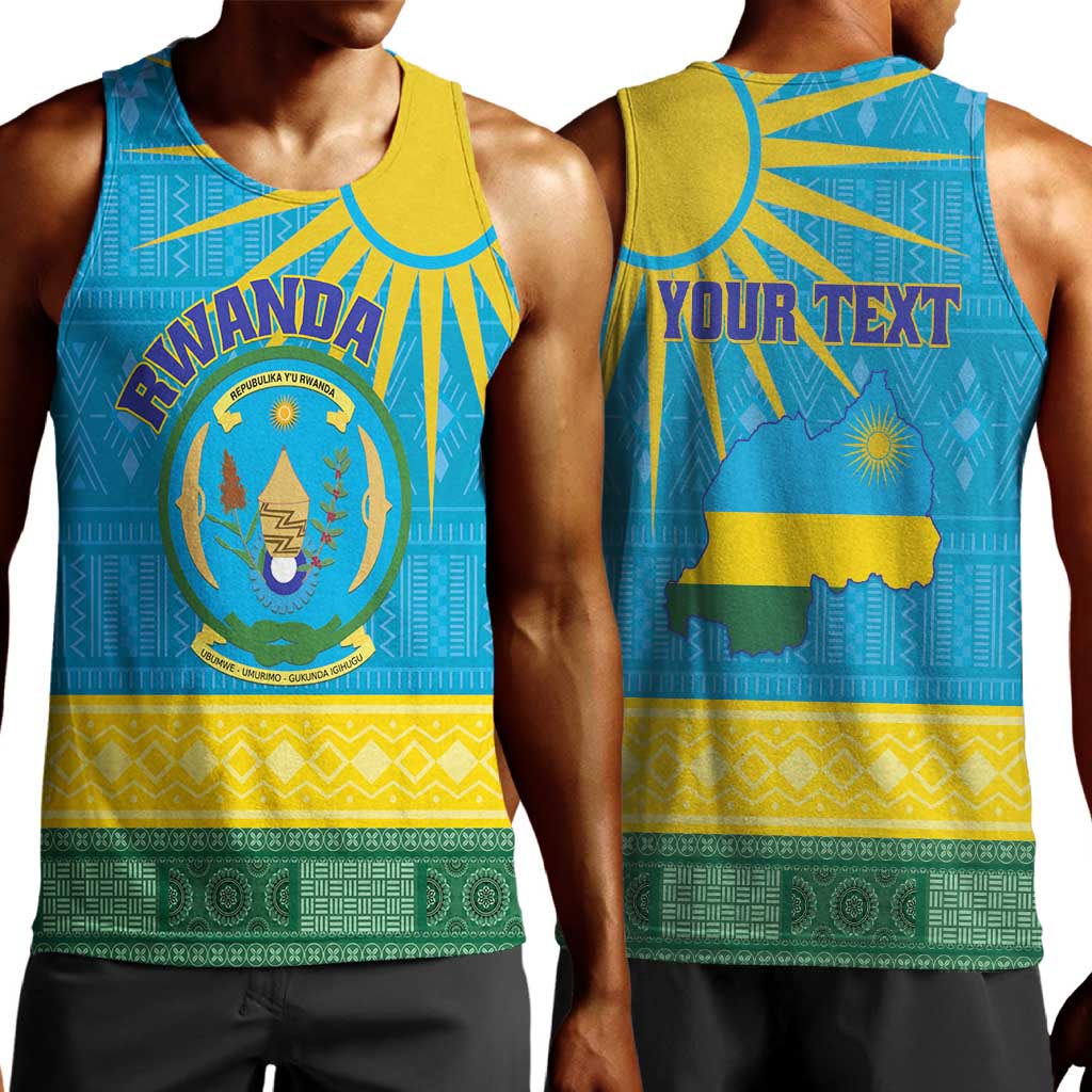 Personalized Rwanda Men Tank Top Coat of Arms With African Pattern LT01