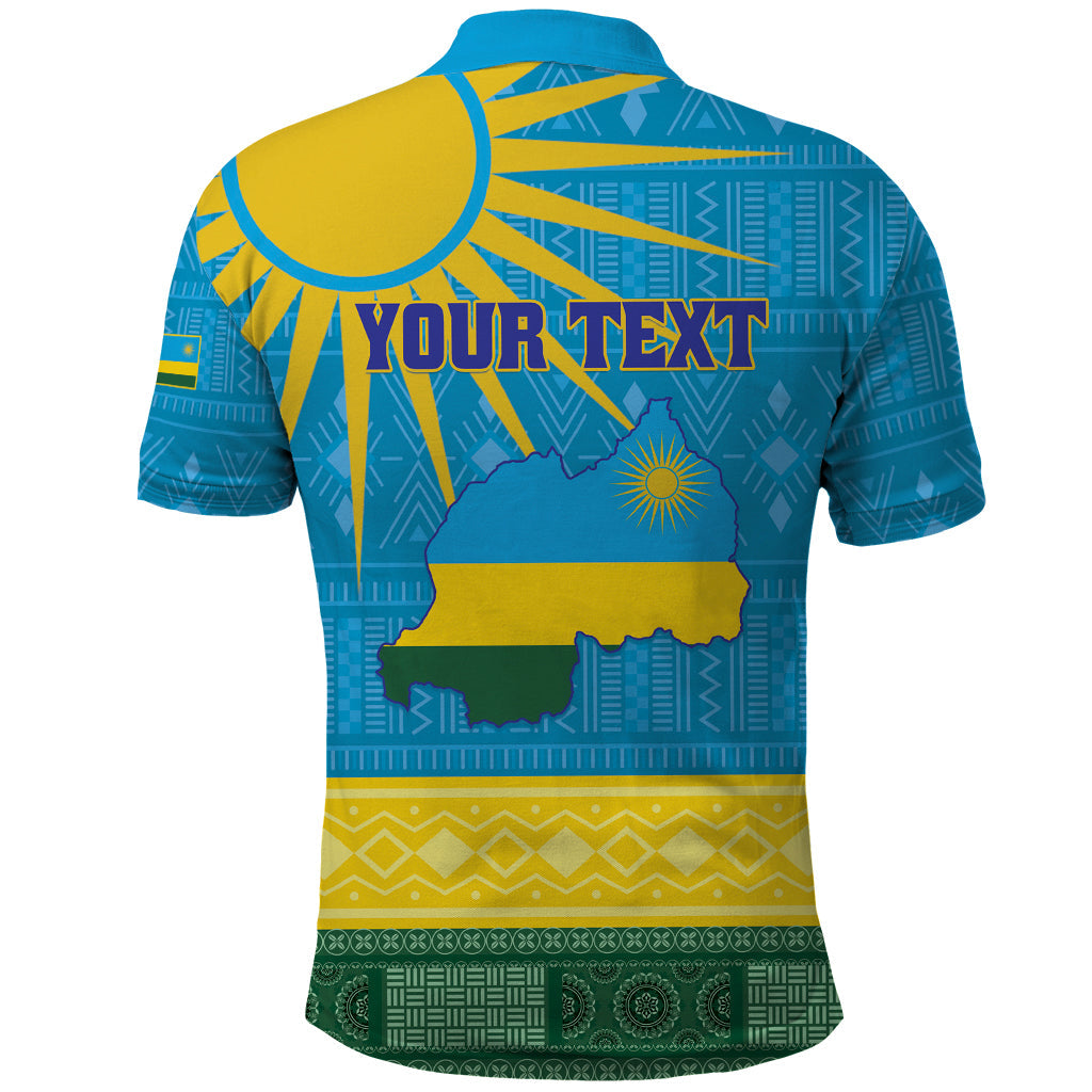 Personalized Rwanda Polo Shirt Coat of Arms With African Pattern LT01