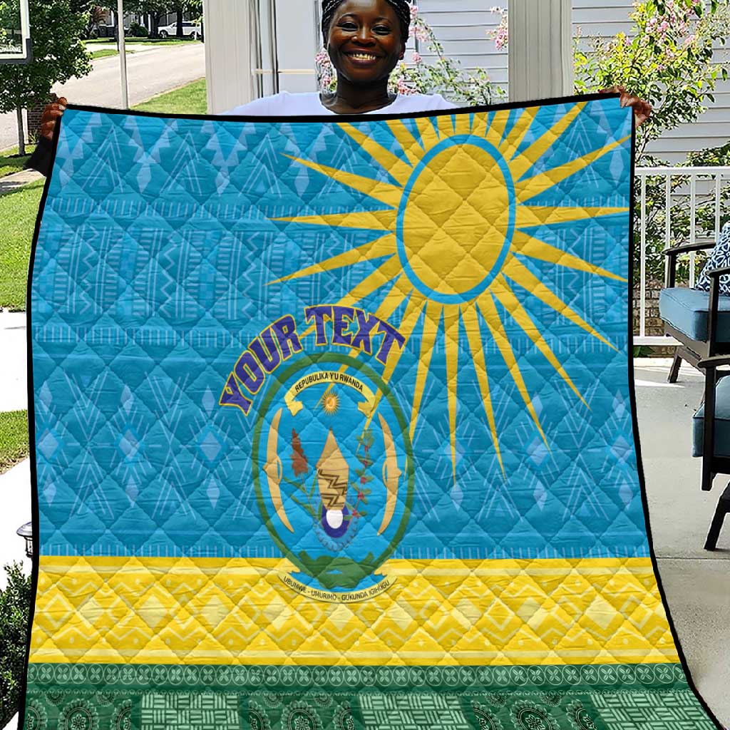Personalized Rwanda Quilt Coat of Arms With African Pattern LT01