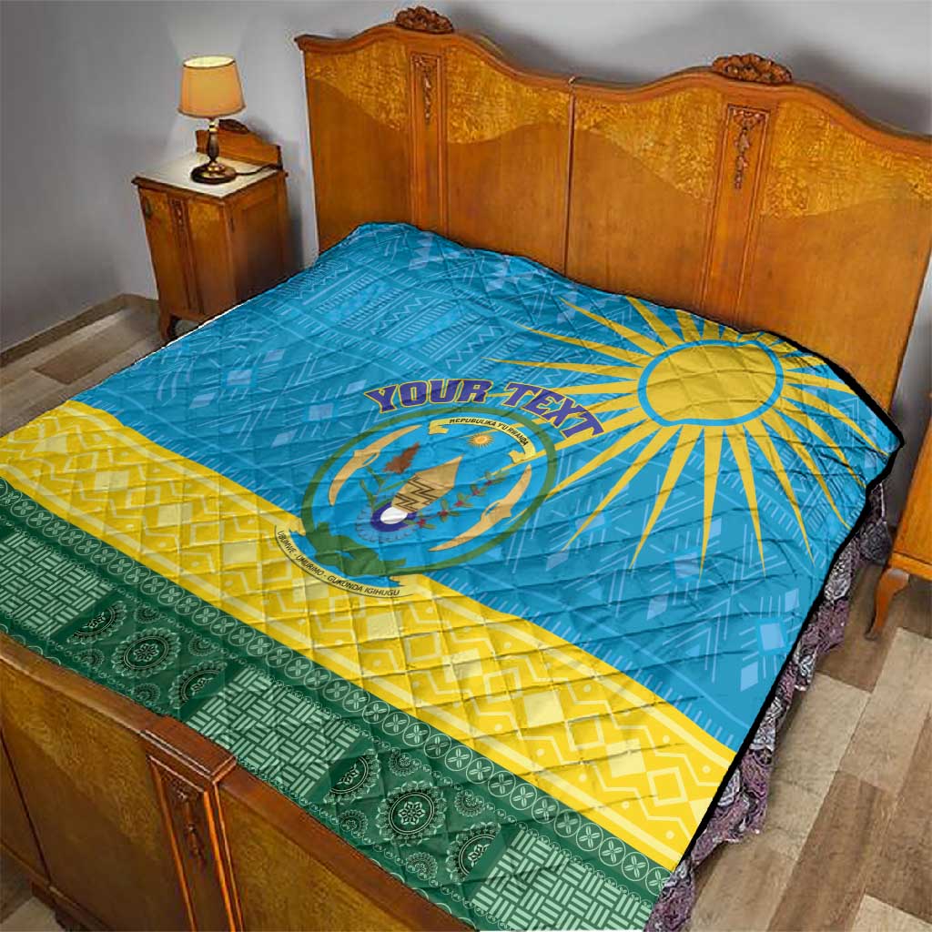 Personalized Rwanda Quilt Coat of Arms With African Pattern LT01