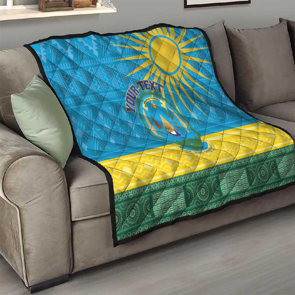 Personalized Rwanda Quilt Coat of Arms With African Pattern LT01