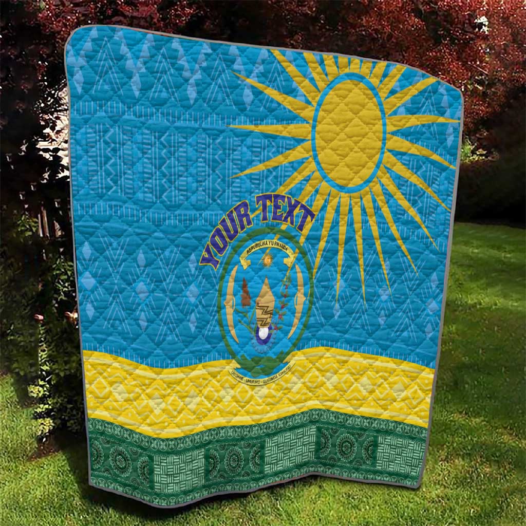 Personalized Rwanda Quilt Coat of Arms With African Pattern LT01