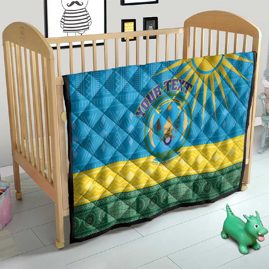 Personalized Rwanda Quilt Coat of Arms With African Pattern LT01
