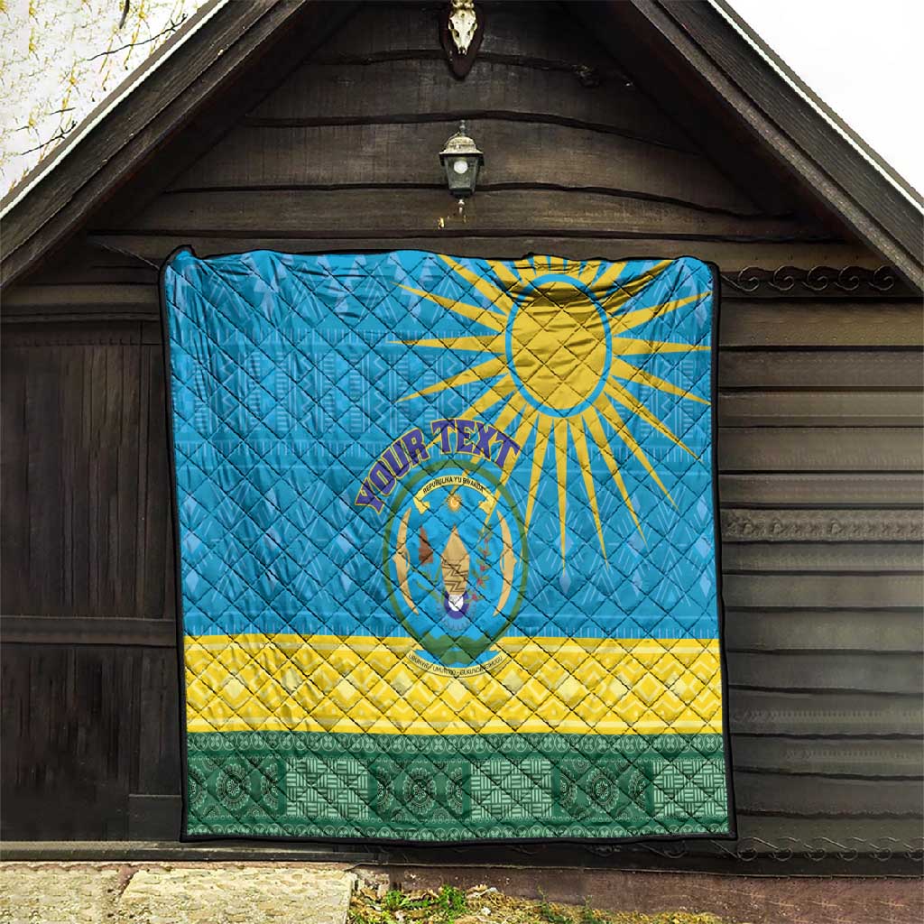 Personalized Rwanda Quilt Coat of Arms With African Pattern LT01