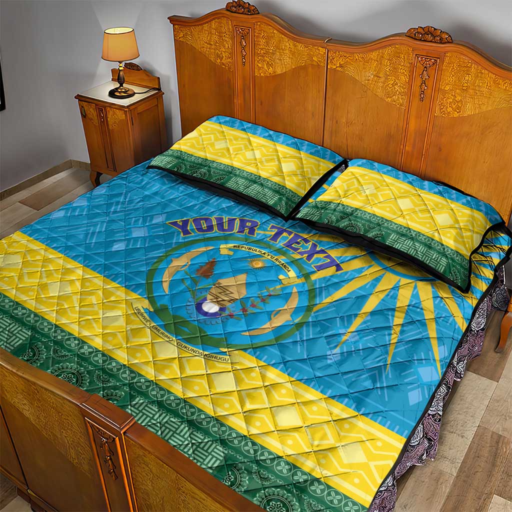 Personalized Rwanda Quilt Bed Set Coat of Arms With African Pattern LT01