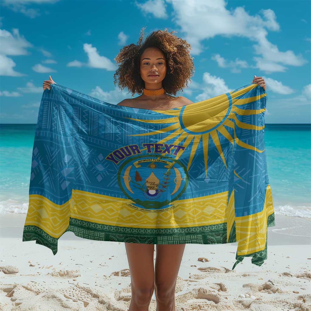 Personalized Rwanda Sarong Coat of Arms With African Pattern LT01