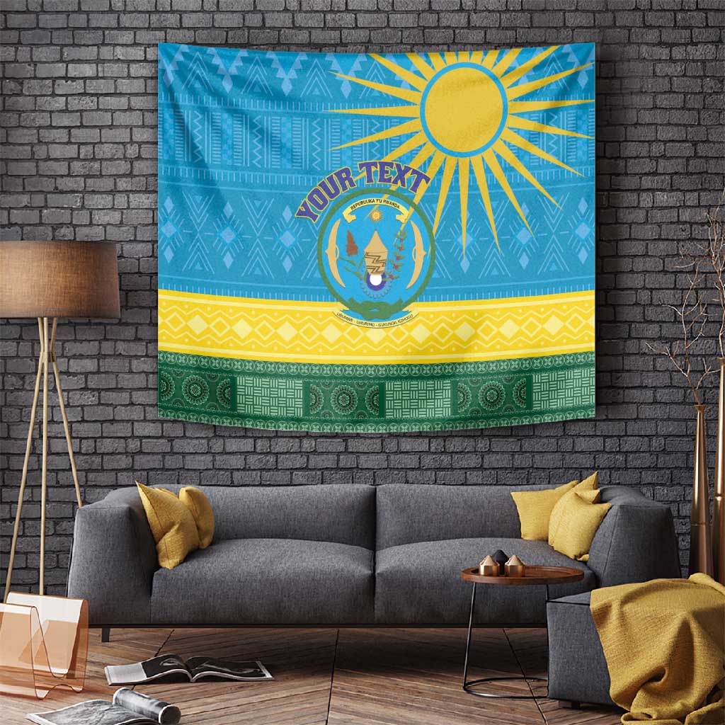 Personalized Rwanda Tapestry Coat of Arms With African Pattern LT01