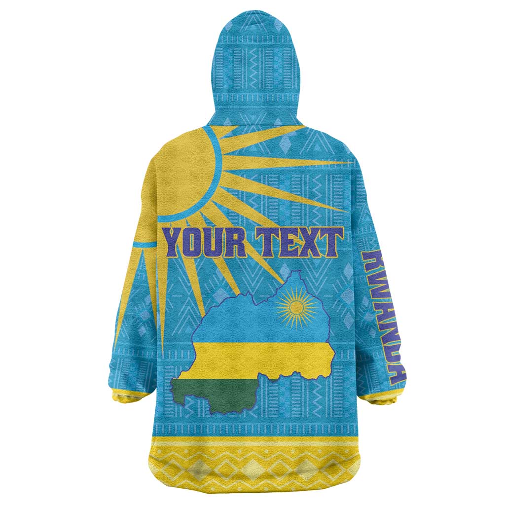 Personalized Rwanda Wearable Blanket Hoodie Coat of Arms With African Pattern LT01