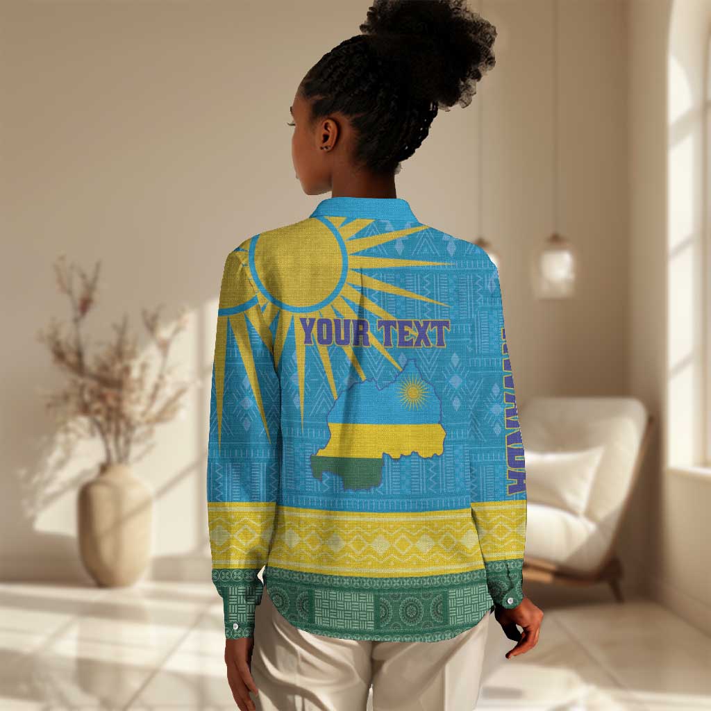 Personalized Rwanda Women Casual Shirt Coat of Arms With African Pattern LT01