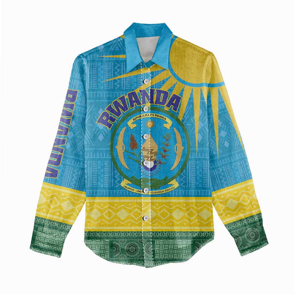 Personalized Rwanda Women Casual Shirt Coat of Arms With African Pattern LT01