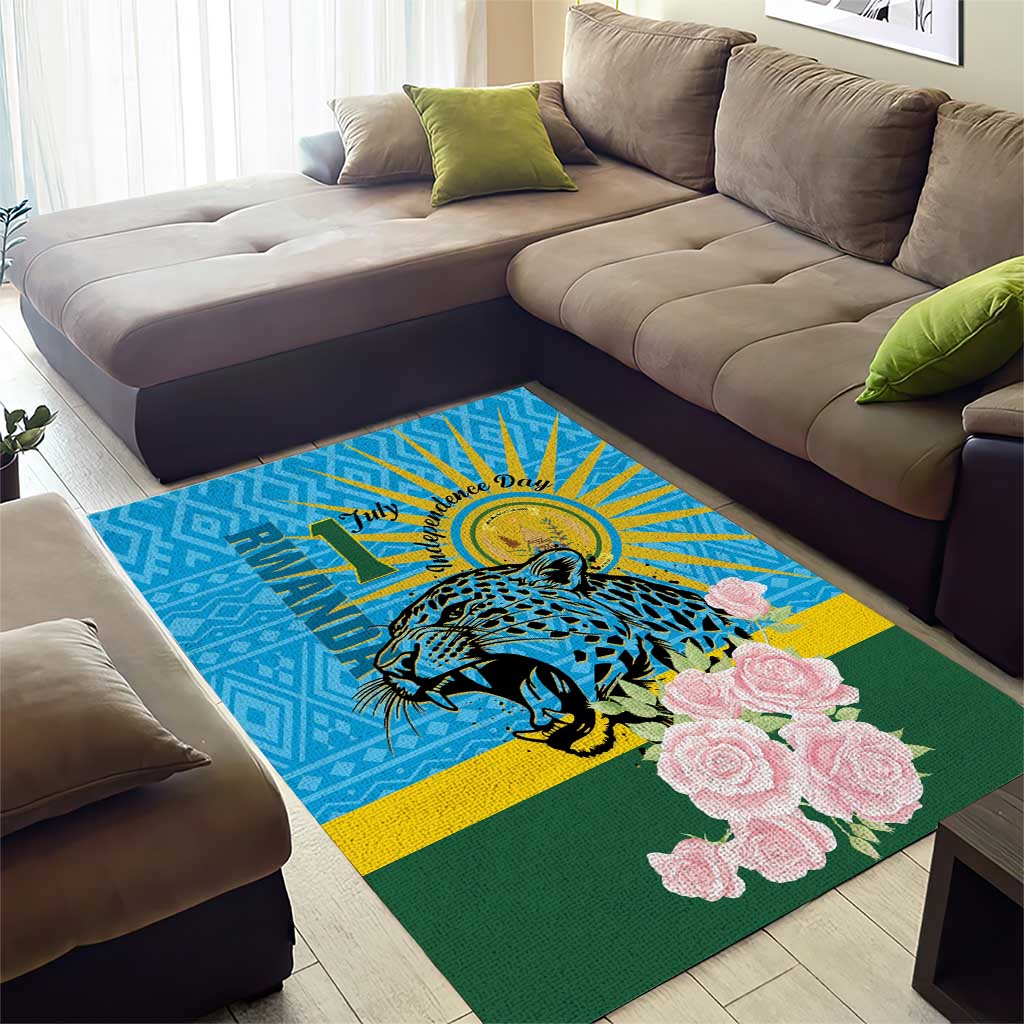 Rwanda Independence Day Area Rug Leopard With Roses LT01