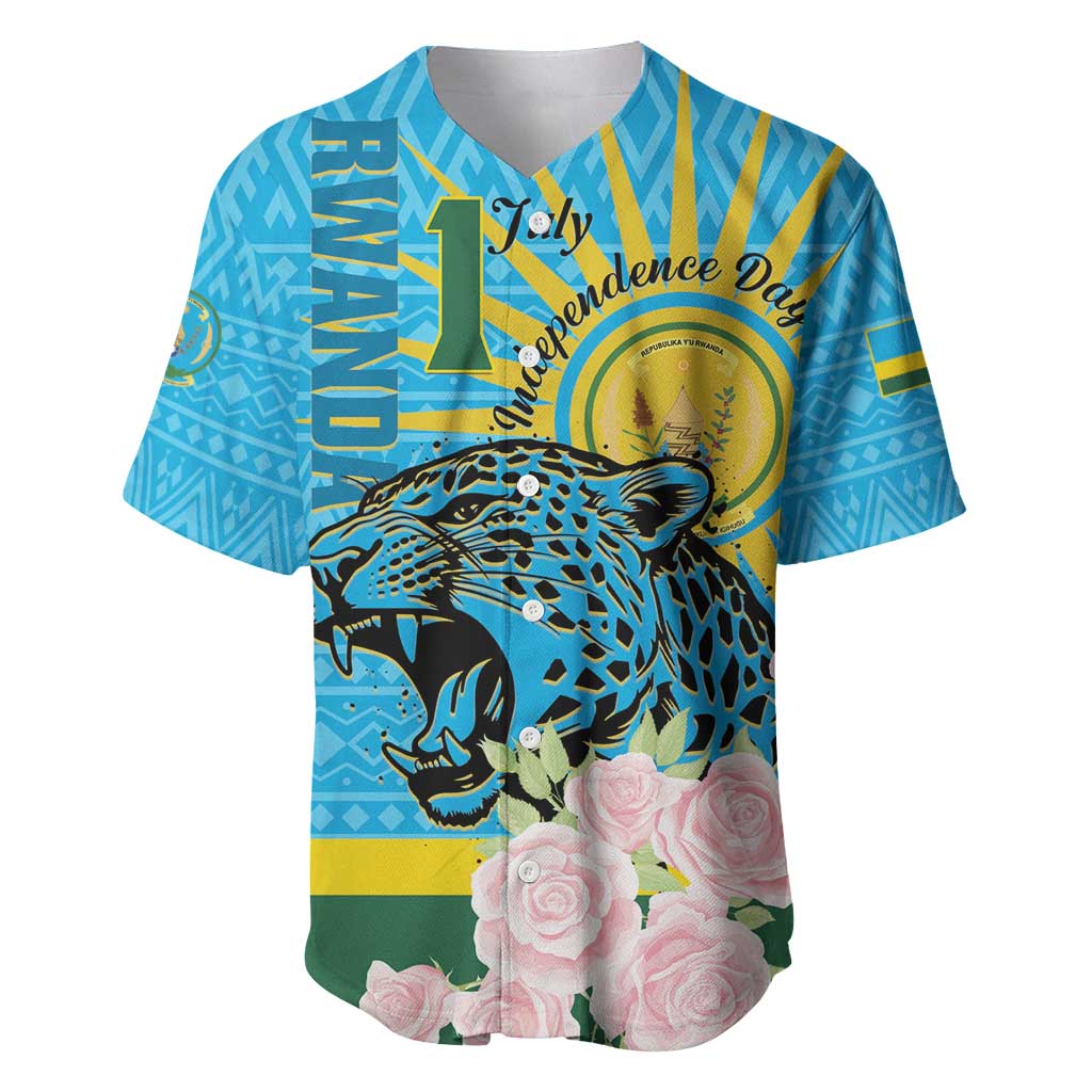 Rwanda Independence Day Baseball Jersey Leopard With Roses LT01