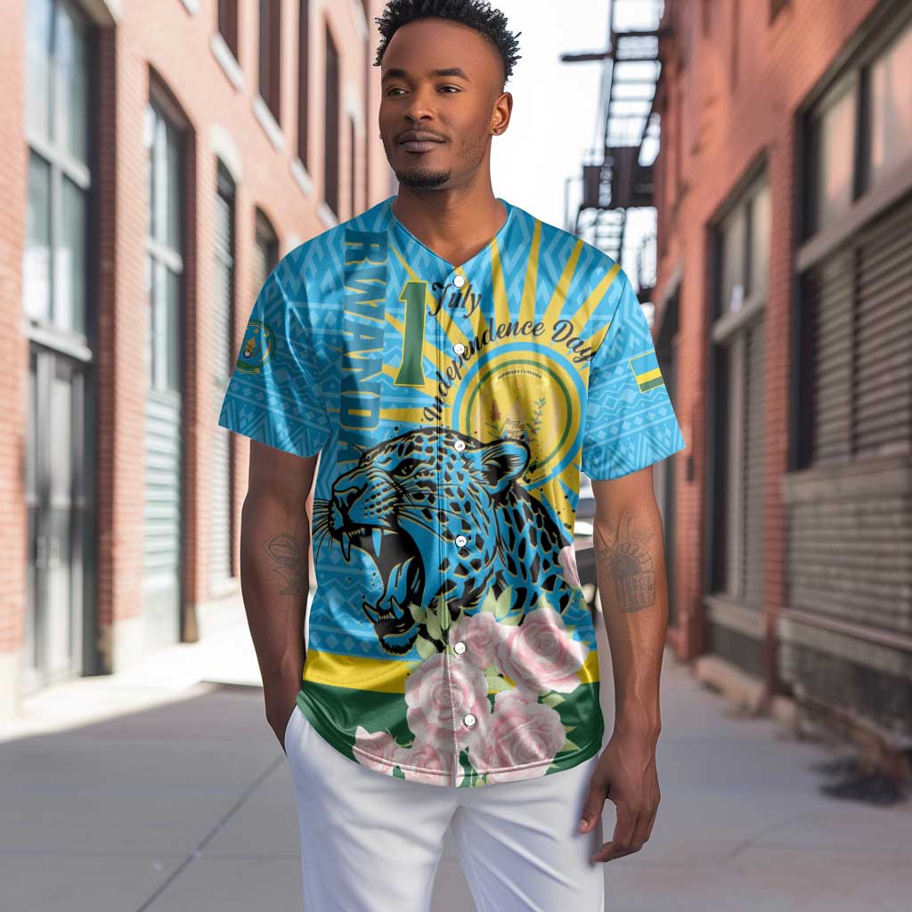 Rwanda Independence Day Baseball Jersey Leopard With Roses LT01