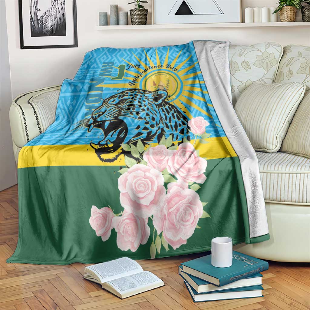 Rwanda Independence Day Blanket Leopard With Roses LT01