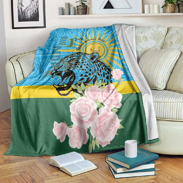 Rwanda Independence Day Blanket Leopard With Roses LT01