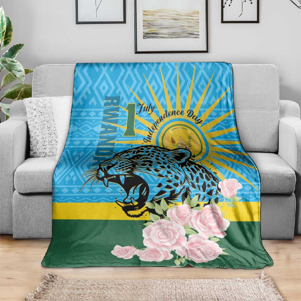 Rwanda Independence Day Blanket Leopard With Roses LT01