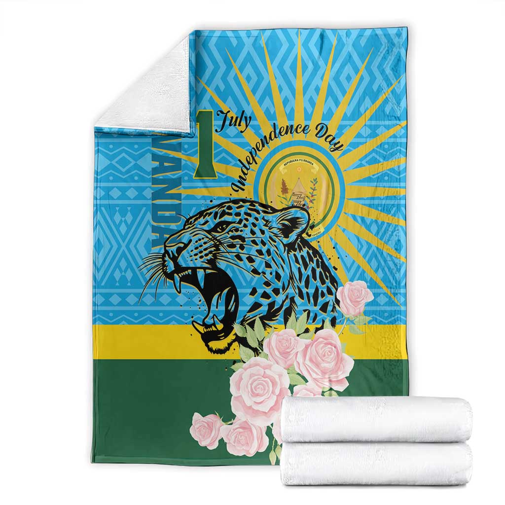 Rwanda Independence Day Blanket Leopard With Roses LT01
