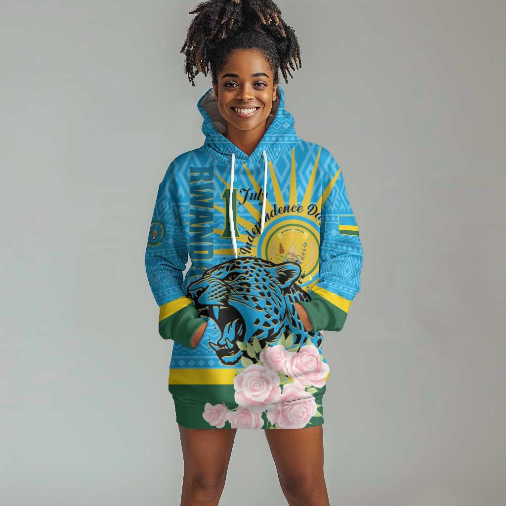 Rwanda Independence Day Hoodie Dress Leopard With Roses LT01