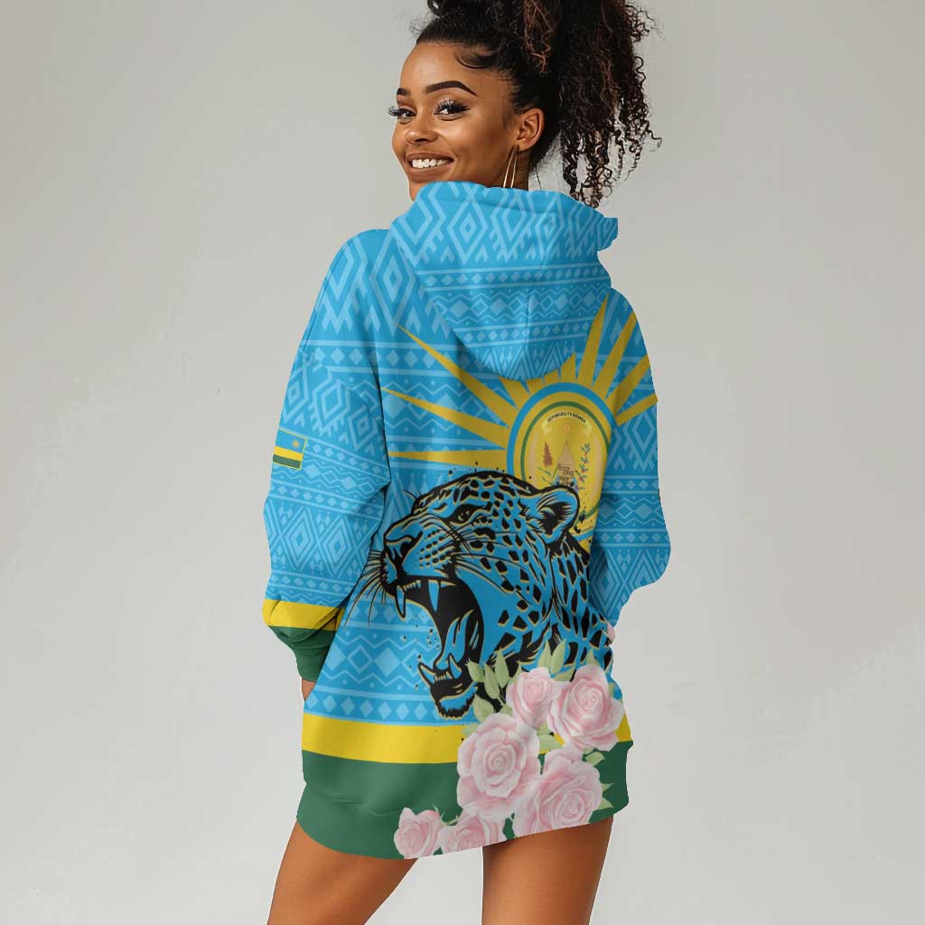 Rwanda Independence Day Hoodie Dress Leopard With Roses LT01