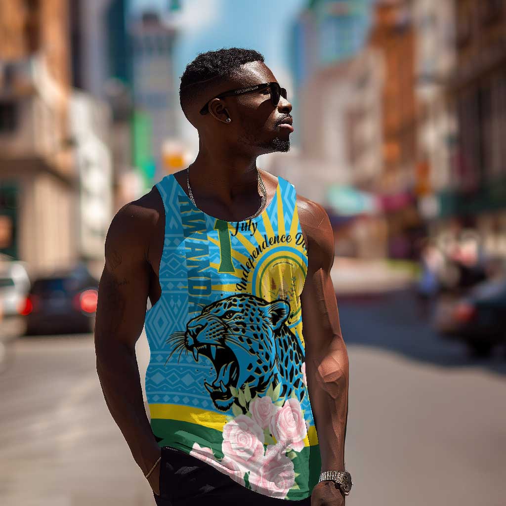 Rwanda Independence Day Men Tank Top Leopard With Roses LT01