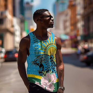 Rwanda Independence Day Men Tank Top Leopard With Roses LT01