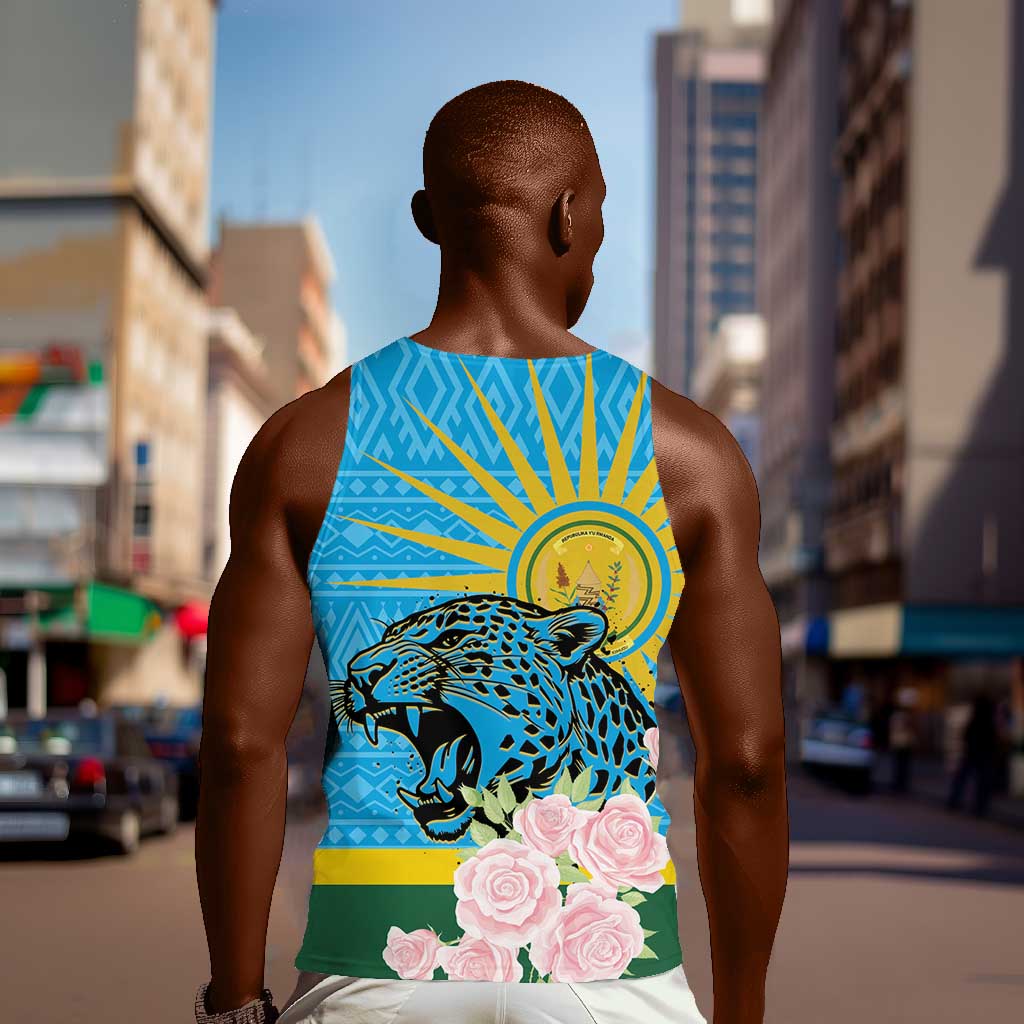 Rwanda Independence Day Men Tank Top Leopard With Roses LT01