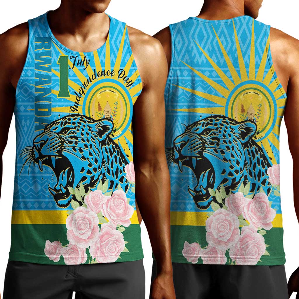Rwanda Independence Day Men Tank Top Leopard With Roses LT01