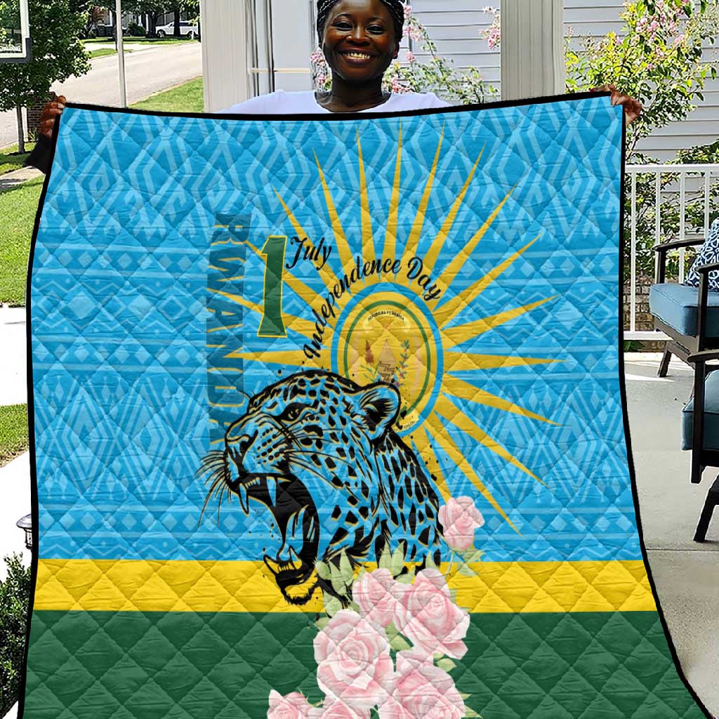 Rwanda Independence Day Quilt Leopard With Roses LT01