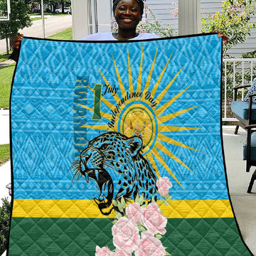 Rwanda Independence Day Quilt Leopard With Roses LT01