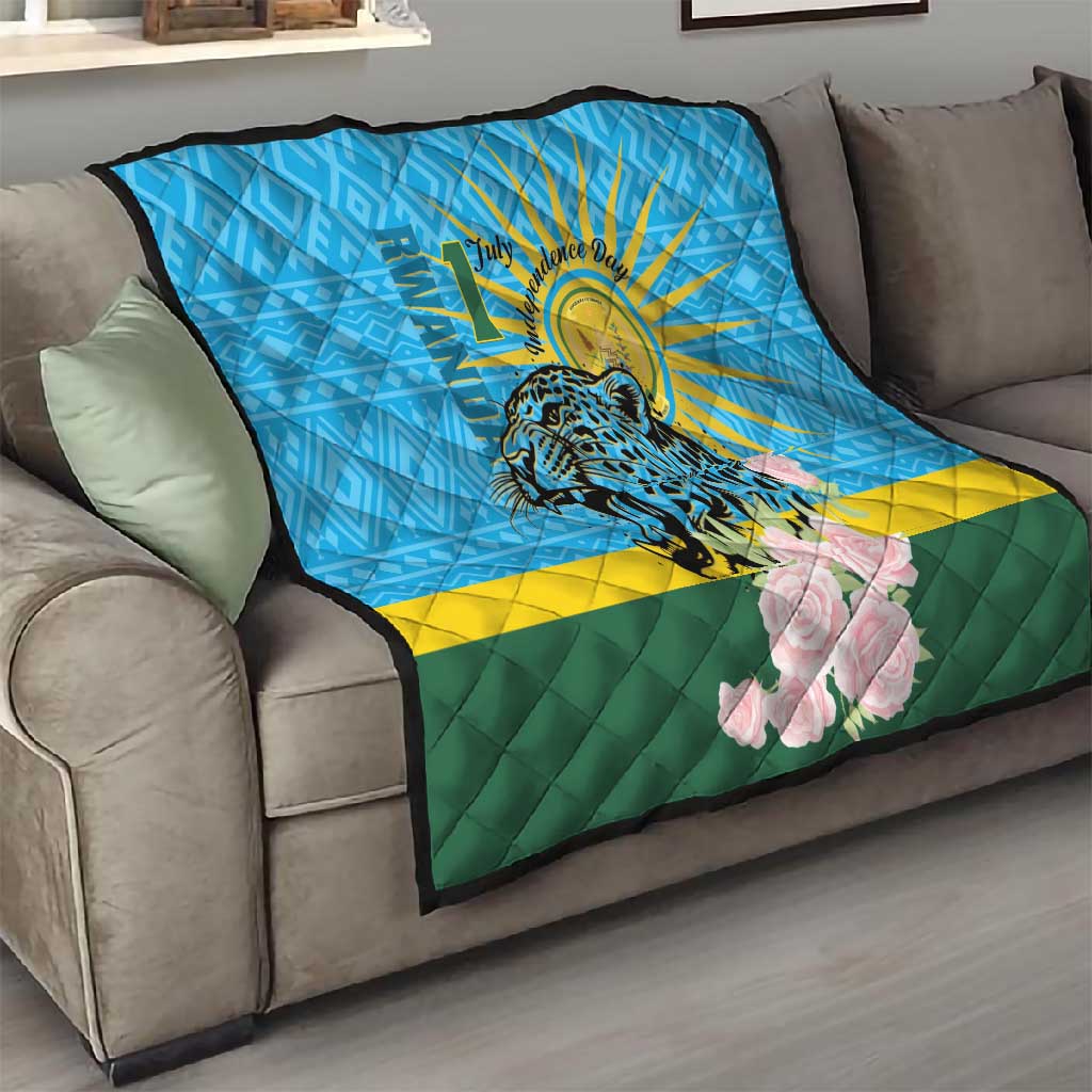 Rwanda Independence Day Quilt Leopard With Roses LT01