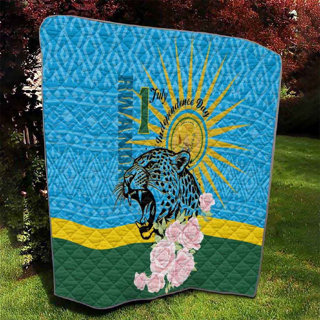 Rwanda Independence Day Quilt Leopard With Roses LT01