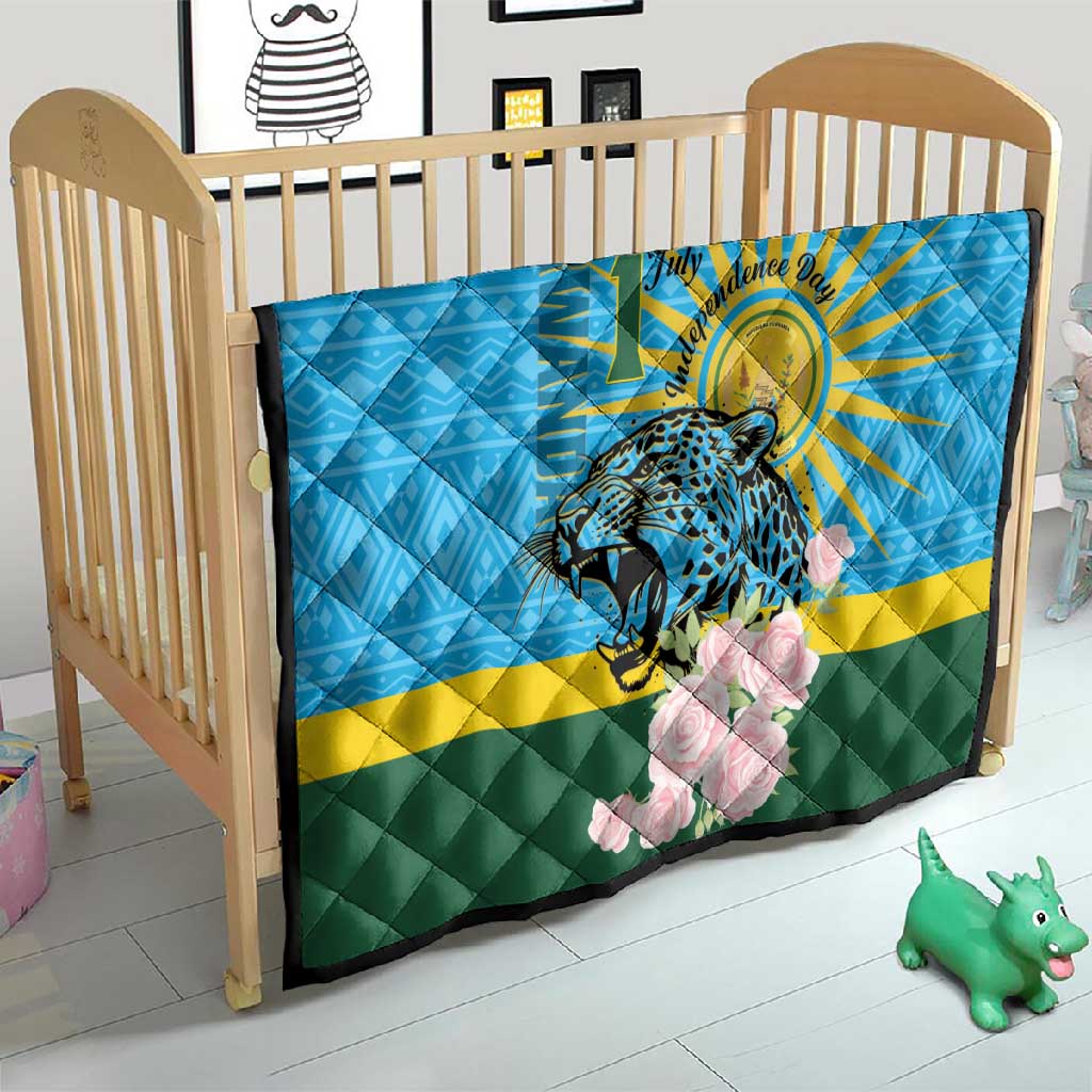 Rwanda Independence Day Quilt Leopard With Roses LT01