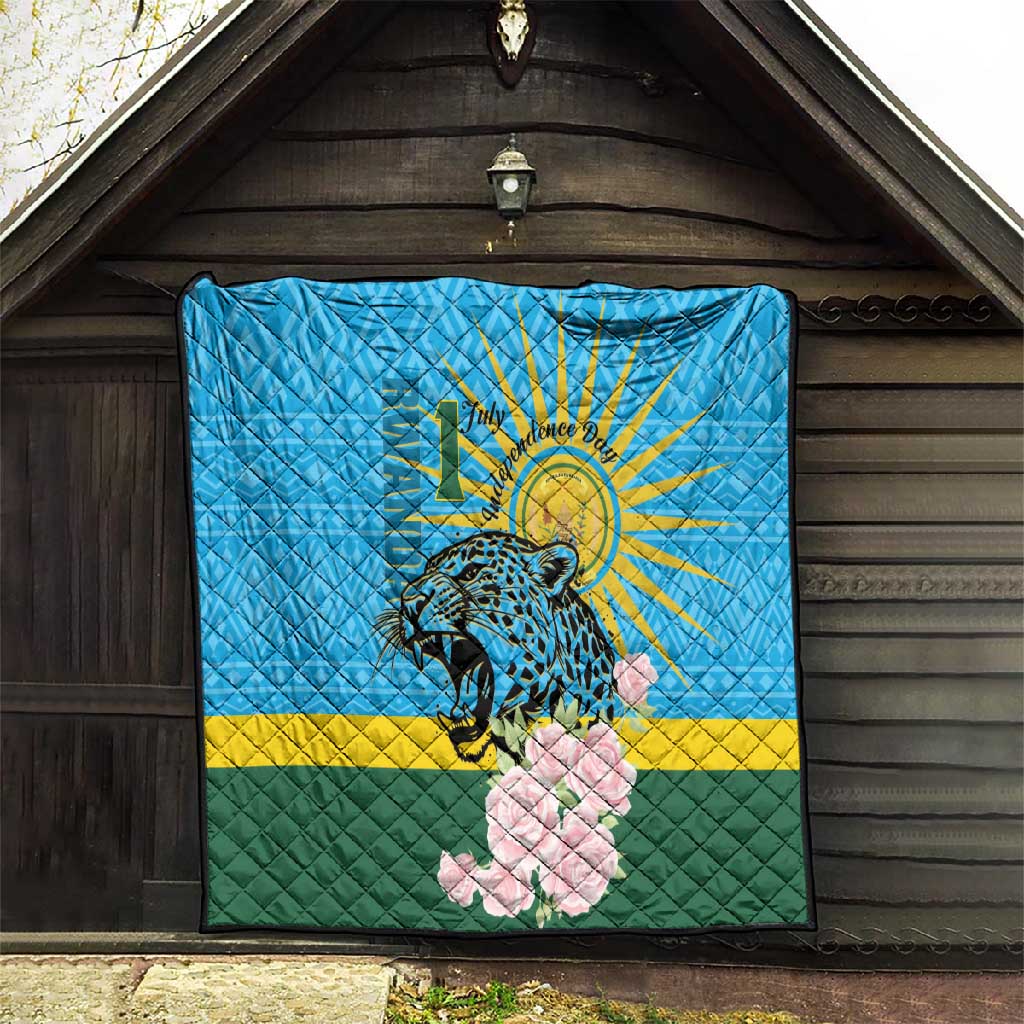 Rwanda Independence Day Quilt Leopard With Roses LT01