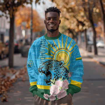 Rwanda Independence Day Sweatshirt Leopard With Roses LT01