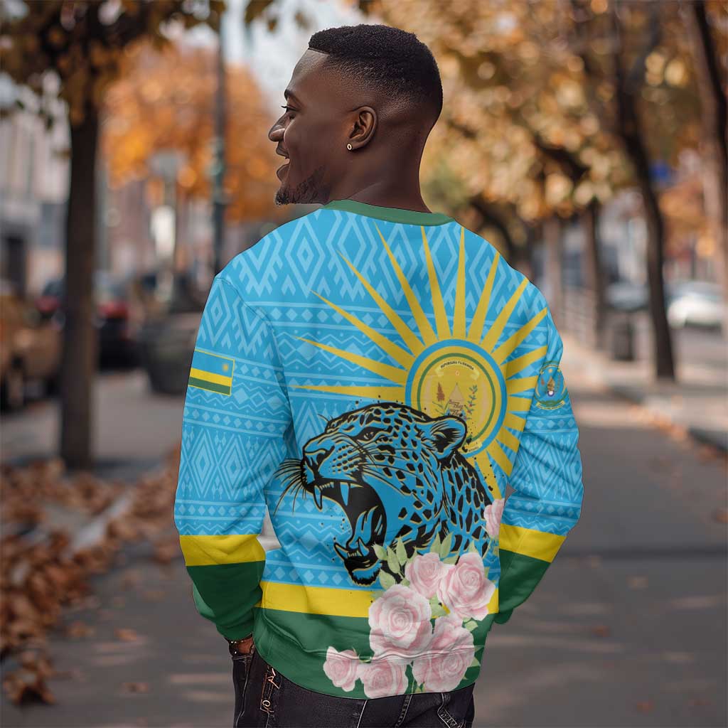 Rwanda Independence Day Sweatshirt Leopard With Roses LT01