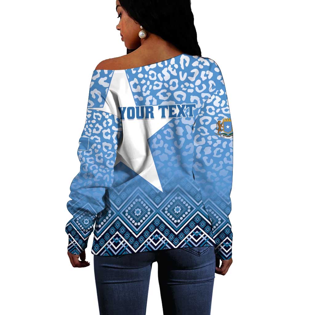 Personalized Somalia Independence Day Off Shoulder Sweater African Leopard Pattern LT01
