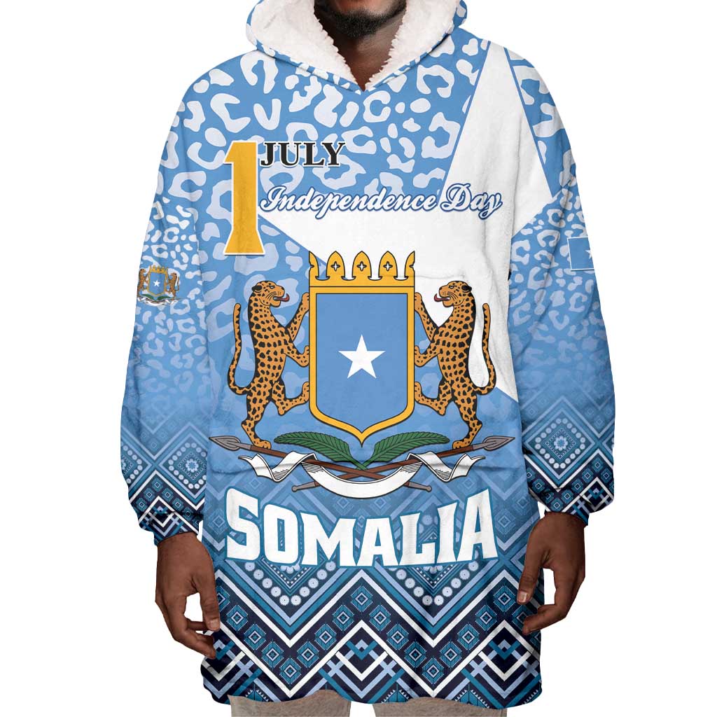Personalized Somalia Independence Day Wearable Blanket Hoodie African Leopard Pattern LT01