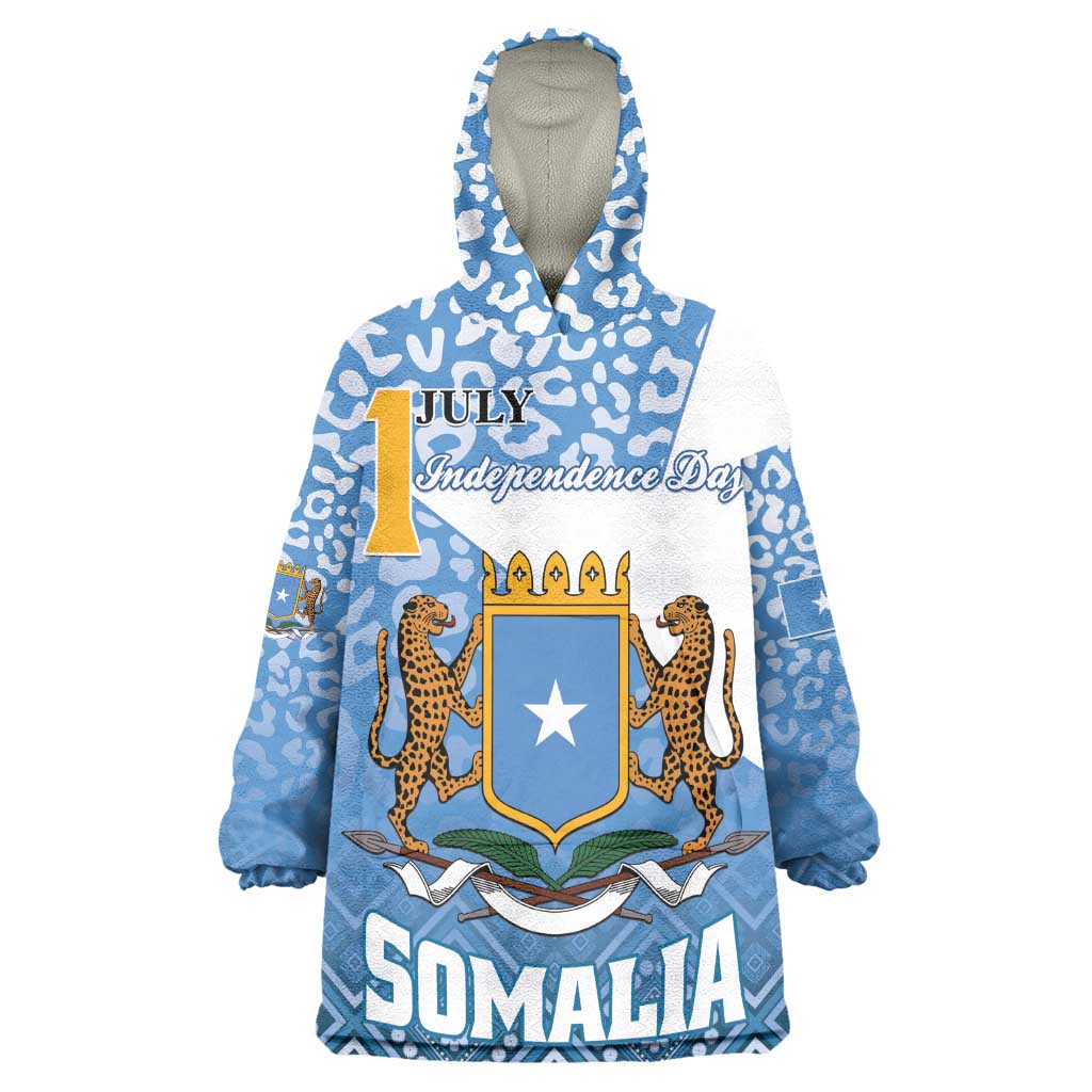 Personalized Somalia Independence Day Wearable Blanket Hoodie African Leopard Pattern LT01