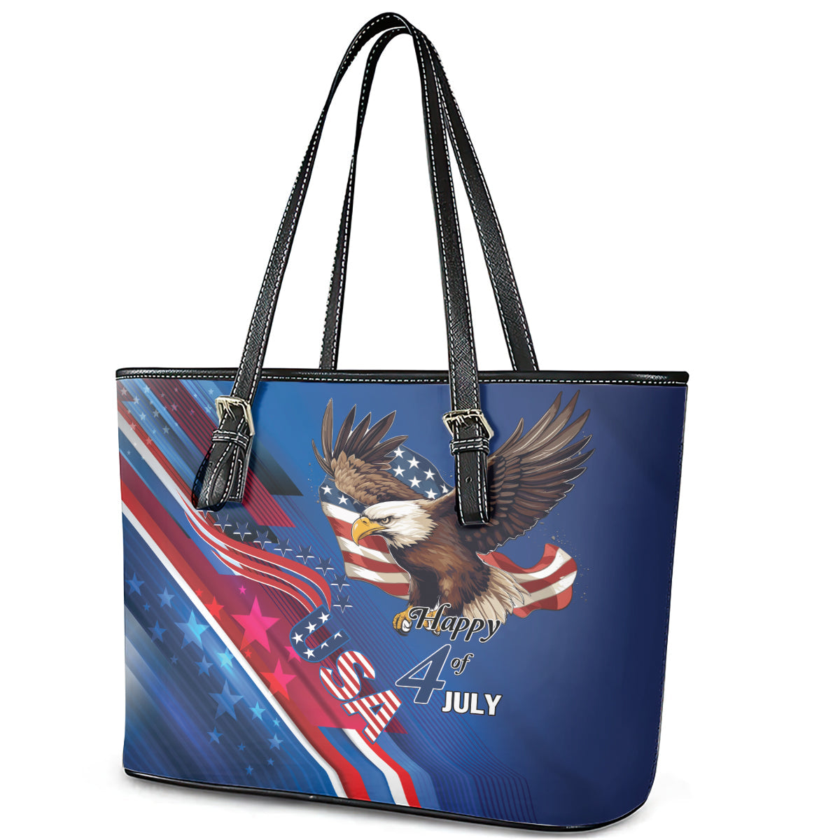 USA Independence Day 2024 Leather Tote Bag United States Eagle LT01