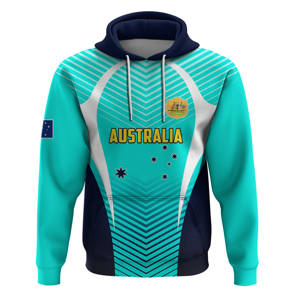 Australia Soccer Hoodie Matildas Sporty Turquoise Version LT01