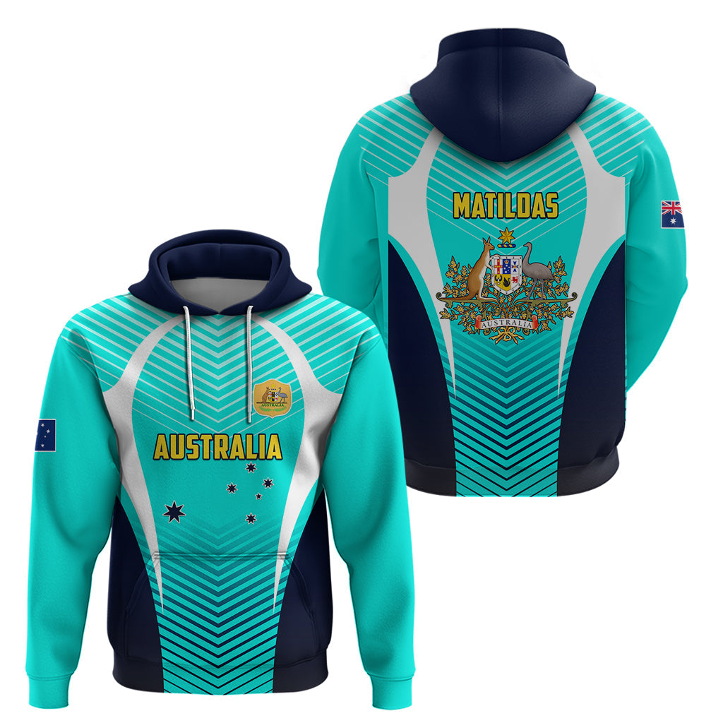 Australia Soccer Hoodie Matildas Sporty Turquoise Version LT01
