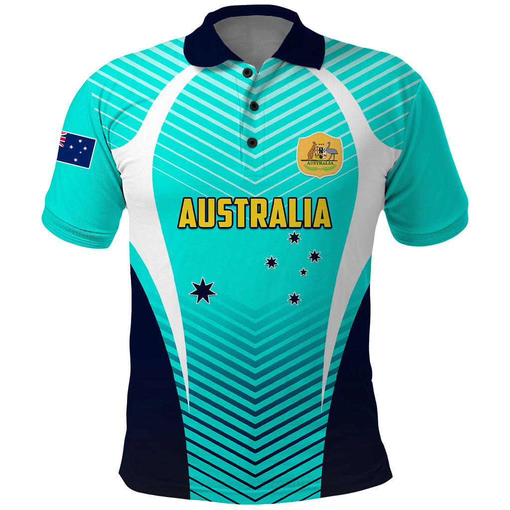 Personalised Australia Soccer Polo Shirt Matildas Sporty Turquoise Version LT01