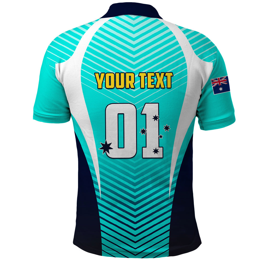 Personalised Australia Soccer Polo Shirt Matildas Sporty Turquoise Version LT01